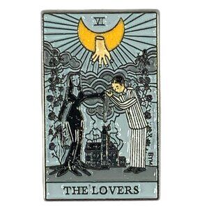 The Lovers Tarot Card Glitter Blue Enamel Pin Romantic Gomez Morticia Thing